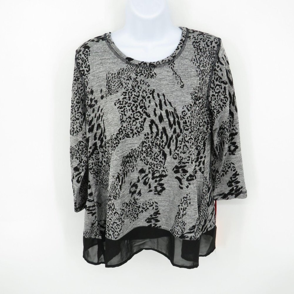Ruby Rd Womens Petite  Hatchi Top Sharkbite Hem M NWT $59